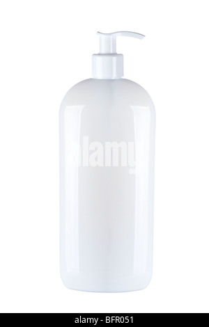Pompa in plastica flacone di sapone senza etichetta isolati su sfondo bianco Foto Stock