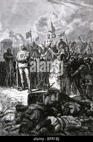 Re Riccardo I di Inghilterra orologi come 2700 prigionieri sono eseguite in seguito alla cattura di acri nel 1191 sulla terza crociata Foto Stock