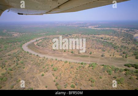 Vista aerea di un ansa del fiume Luangwa Foto Stock