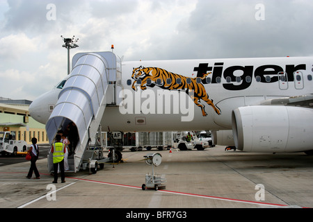 Tiger Logo AirwaysLivery piano LCCT Singapore Foto Stock