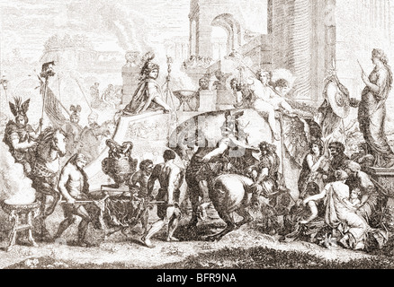 Alessandro il Grande entra in Babilonia in 331BC. Foto Stock