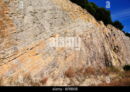 Strada di calcare-cut. Oklahoma, Stati Uniti d'America. Foto Stock