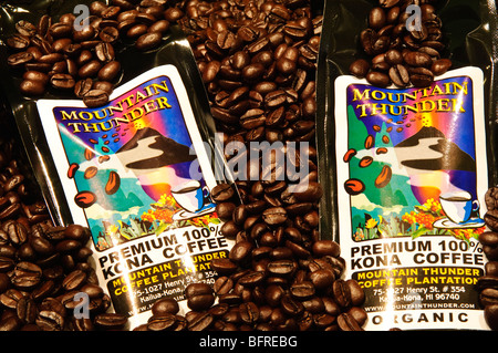 Mountain Thunder Kona Coffee plantation Big Island delle Hawaii. Foto Stock