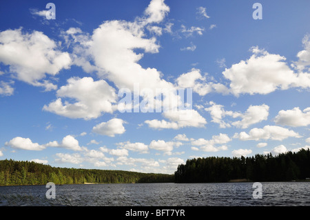 Lago e nuvole sopra Tiveden, Nord Vattern, Svezia Foto Stock