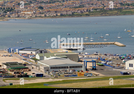 Portland Harbor & il Weymouth e Portland National Sailing Academy sede per le Olimpiadi del 2012 Dorset Southern England Regno Unito Foto Stock