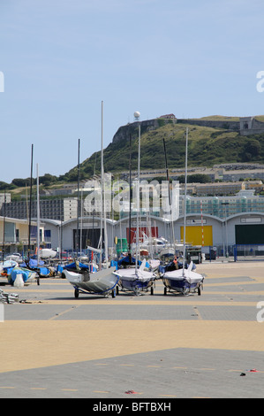 Weymouth e Portland National Sailing Academy città ospitante per le Olimpiadi di Londra 2012 eventi a vela Dorset England Regno Unito Foto Stock