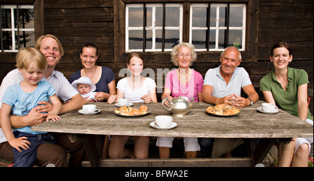 Famiglia di tre generazioni Foto Stock