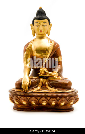 Buddha Sakyamuni su sfondo bianco Foto Stock