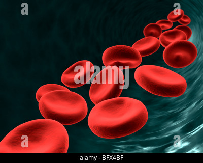 Le cellule rosse del sangue (3D'illustrazione). Foto Stock