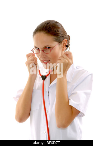 Krankenschwester mit Stethoskop, infermiere con uno stetoscopio Foto Stock