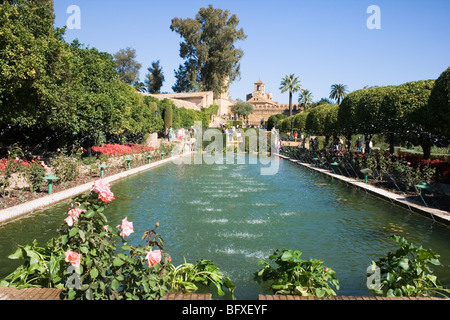 Cordoba, Spagna. Giardini dell'Alcazar dei Re Cristiani. Foto Stock