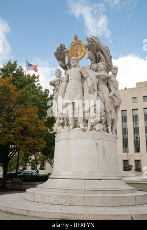 Statua del Generale George Meade, Pennsylvania Avenue a Washington DC, Stati Uniti d'America Foto Stock