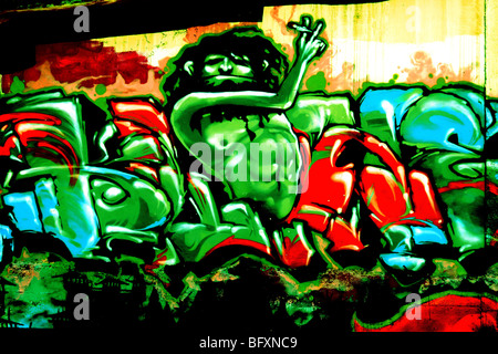 Thai graffiti arte , molti colori , Pattaya , Thailandia Foto Stock