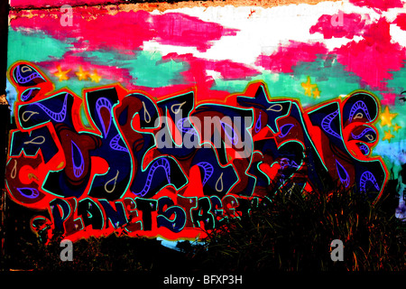 Thai graffiti arte , molti colori , Pattaya , Thailandia Foto Stock