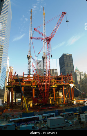 La costruzione della Freedom Tower, centro a Ground Zero a New York Foto Stock