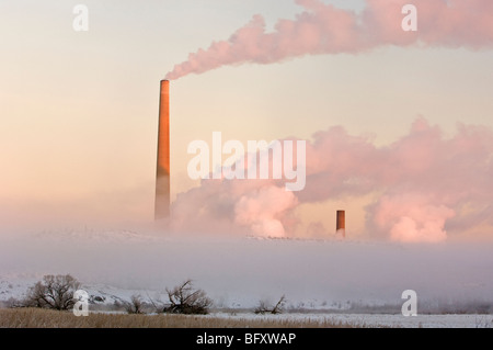 Vale Superstack su un freddo inverno mattina, maggiore Sudbury, Ontario, Canada Foto Stock