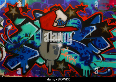 Thai graffiti arte , molti colori , Pattaya , Thailandia Foto Stock