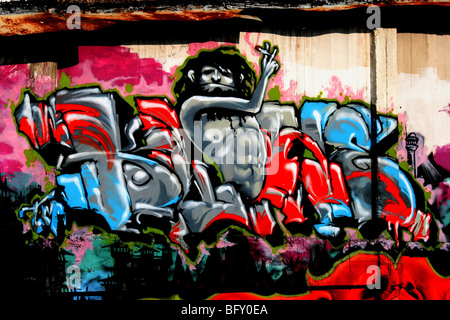 Thai graffiti arte , molti colori , Pattaya , Thailandia Foto Stock