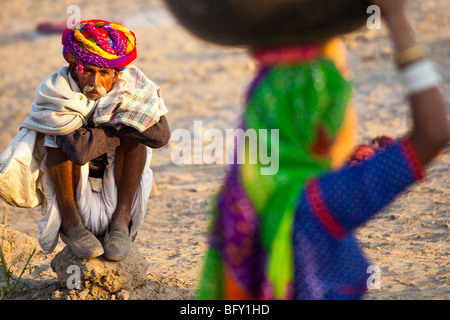 Rajputs al Camel Fair in Pushkar India Foto Stock