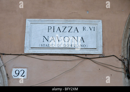 Piazza Navona (Stadio di Domiziano) segno, Numero 92 Foto Stock