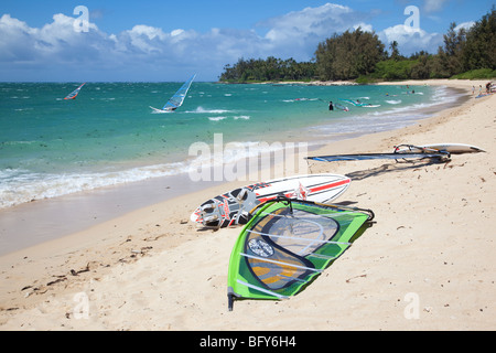 Windsurf, Kanaha Beach Park, Kahalui, Maui, Hawaii Foto Stock