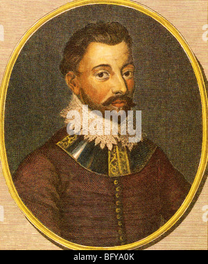 SIR Francis Drake navigatore inglese (c) 1540-1596 in una incisione del XVIII secolo sulla base di un sedicesimo secolo la stampa Foto Stock