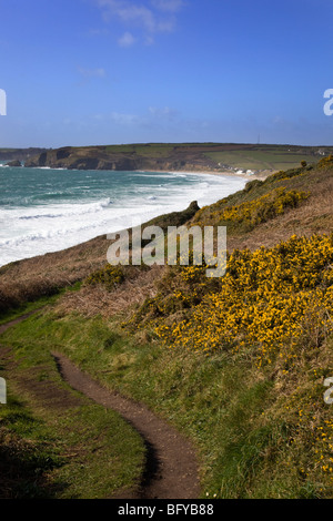 Praa sands beach dalla testa Rinsey; Cornovaglia Foto Stock