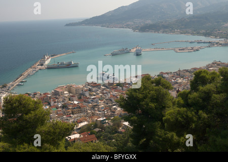 La Grecia. Zante. Zante. Isola greca. Ottobre. Vista sul porto dal bastione Grimani in il Kastro veneziano. Zante città. Foto Stock