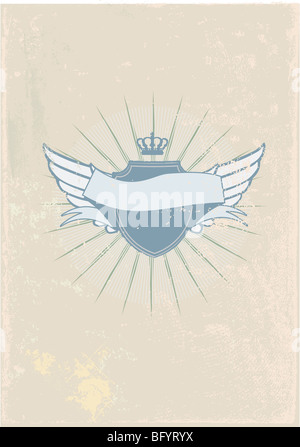 Un scudo araldico o badge, vuoto in modo che sia possibile aggiungere le proprie immagini . Foto Stock