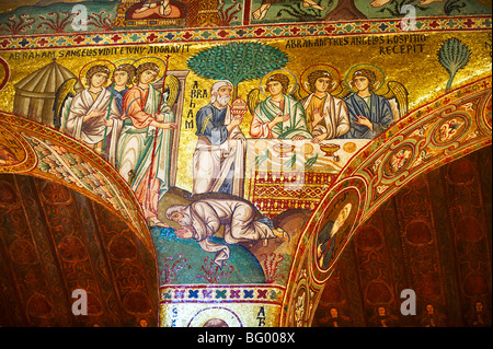 Scena dalla Bibbia. Mosaici bizantini ot la Cappella Palatina nel Palazzo dei Normanni, Palermo Sicilia Foto Stock