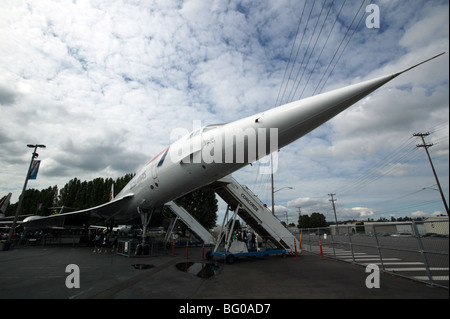 Vista Wide-Angle di concordia, in mostra statica al Airpark sezione del Museo del Volo, Boeing Field, Seattle Foto Stock