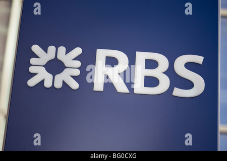 Royal bank of Scotland RBS segno nella City of London, Londra, Regno Unito Foto Stock