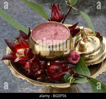 Roselle e roselle scrub, ricchi di vitamina C e di antocianine Foto Stock