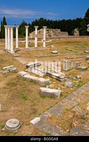 Vista dell'Asklepieion una guarigione tempio sacro al dio Esculapio sull'isola greca di Kos nel Dodecanneso Foto Stock