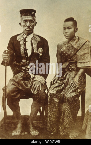 Foto di Re Mongkut (Rama IV) ha statuito tra 1951 e 1868, con sua moglie, Thailandia, Sud-est asiatico,Asia Foto Stock