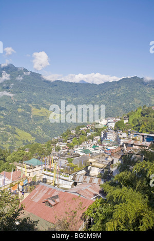 Vista sulla città, Gangtok, Sikkim, India, Asia Foto Stock