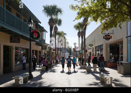 St George Street mall pedonale, St Augustine, Florida, Stati Uniti d'America Foto Stock