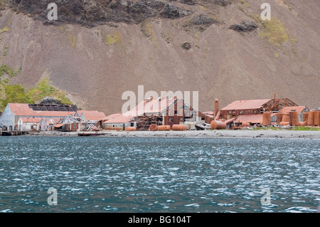 Vecchia stazione baleniera di Stromness Bay, Georgia del Sud Atlantico Foto Stock