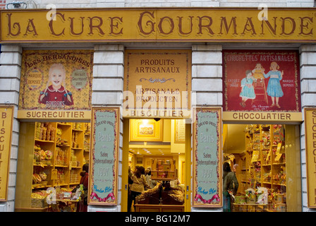 La cura dolce Gourmand, biscotto e il negozio di cioccolato, Bruxelles, Belgio, Europa Foto Stock