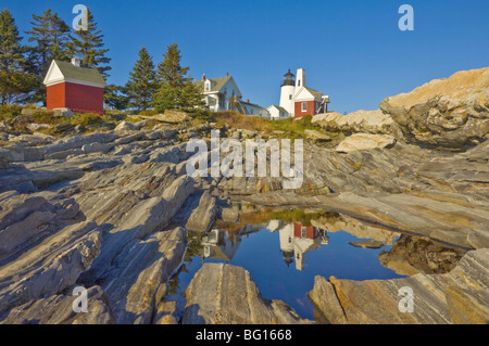 Lightouse Pemaquid e museo di pescatori, Pemaquid Point, Maine, Stati Uniti d'America, America del Nord Foto Stock