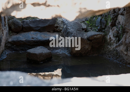 Passi nel rituale Ebraico bagno,Korazin Israele Foto Stock