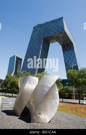 Nuova centrale TVCC televisione cinese in edificio Guomao CBD, Pechino, Cina Foto Stock