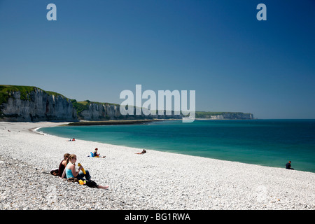 La spiaggia a Fecamp, Cote d'alabastro, in Normandia, Francia, Europa Foto Stock