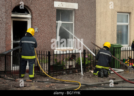 Casa a schiera a seguito di incendio esplosione di gas Foto Stock