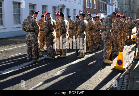 Secondo battaglione del reggimento reale di Fusiliers Homecoming Parade, Warwick, Warwickshire, Inghilterra, Regno Unito Foto Stock