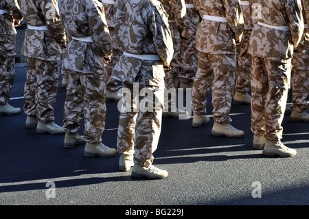 Secondo battaglione del reggimento reale di Fusiliers Homecoming Parade, Warwick, Warwickshire, Inghilterra, Regno Unito Foto Stock