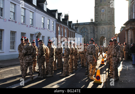 Royal reggimento di Fusiliers Homecoming Parade Warwick, Warwickshire, Inghilterra, Regno Unito Foto Stock