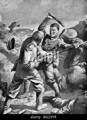 Contemporary WW1 illustrazione del Royal Munster Fusiliers razzia di una trincea tedesca durante la Battaglia delle Somme nel 1916. Foto Stock