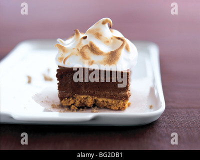 Torta al cioccolato con crema alla vaniglia Foto Stock