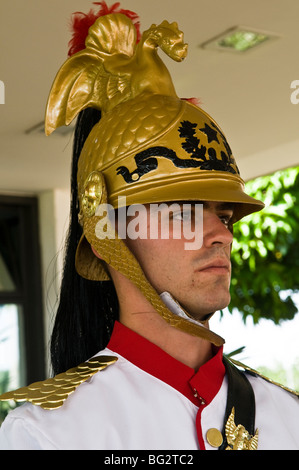 Guardia al palazzo presidenziale di Brasilia , Brasile. Foto Stock